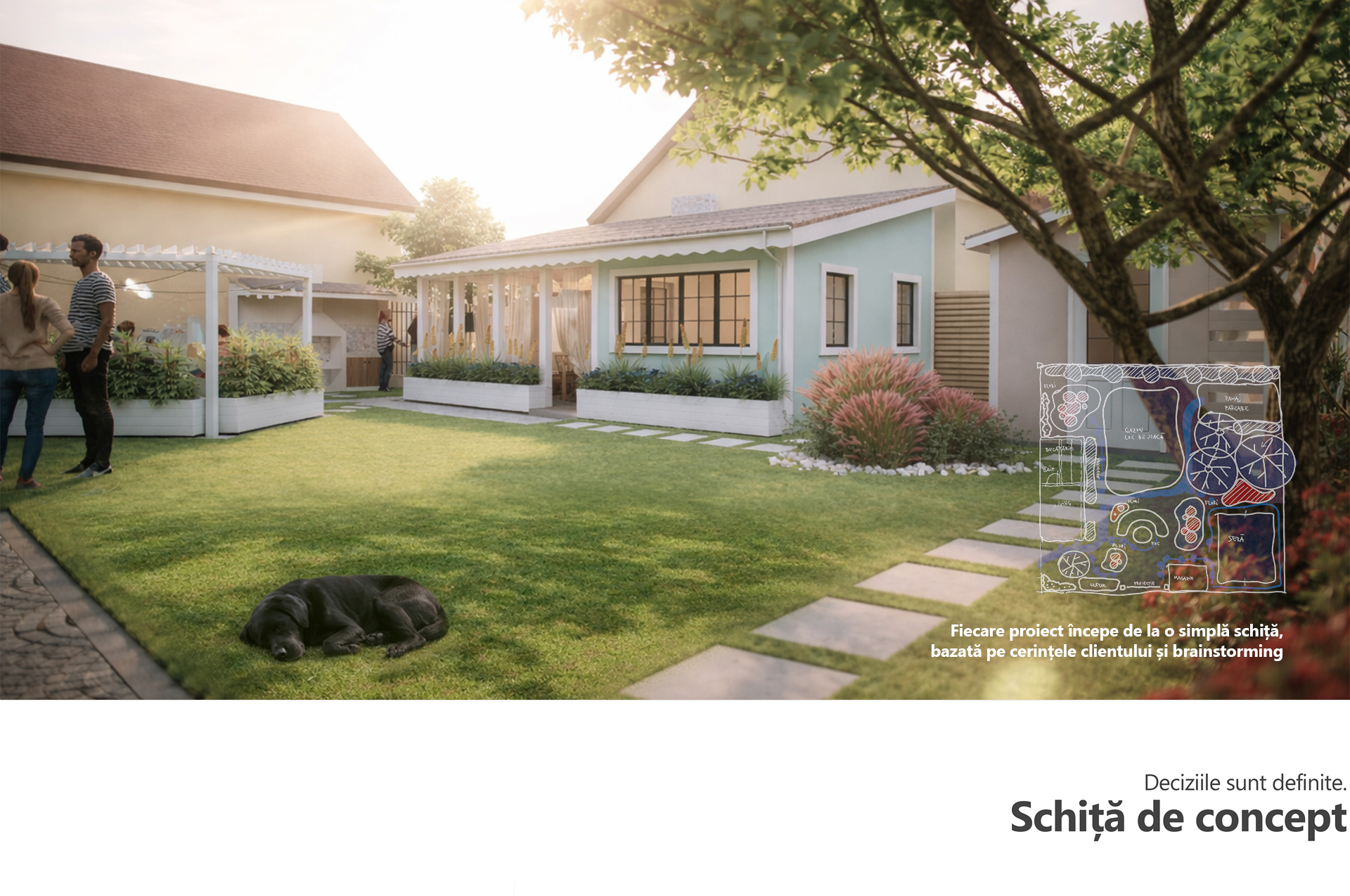 concept design sketch showing garden layout based on client inspiration images
