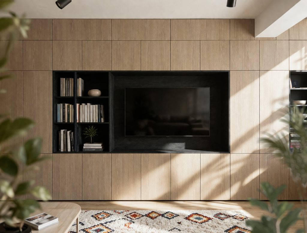 Amenajare finală living garsonieră modernă compactă în Constanța
