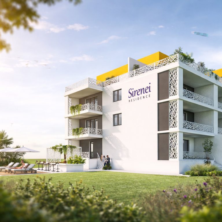 randare 3D exterior pentru ansamblu rezidential Sirenei Residence folosita in promovare imobiliara